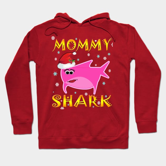 Christmas Mommy Shark Funny  Design Gift Idea Hoodie by werdanepo